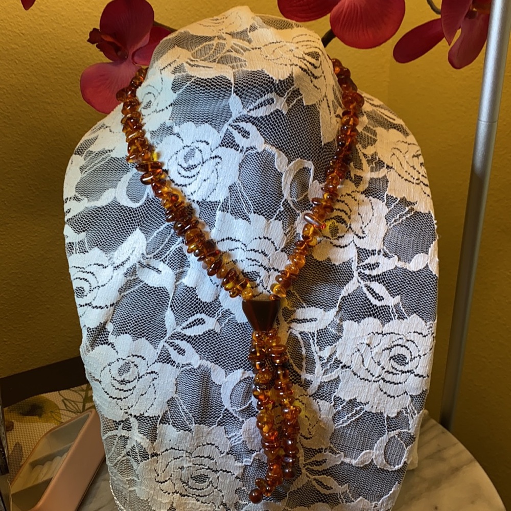 Authentic Amber Lariat  Necklace